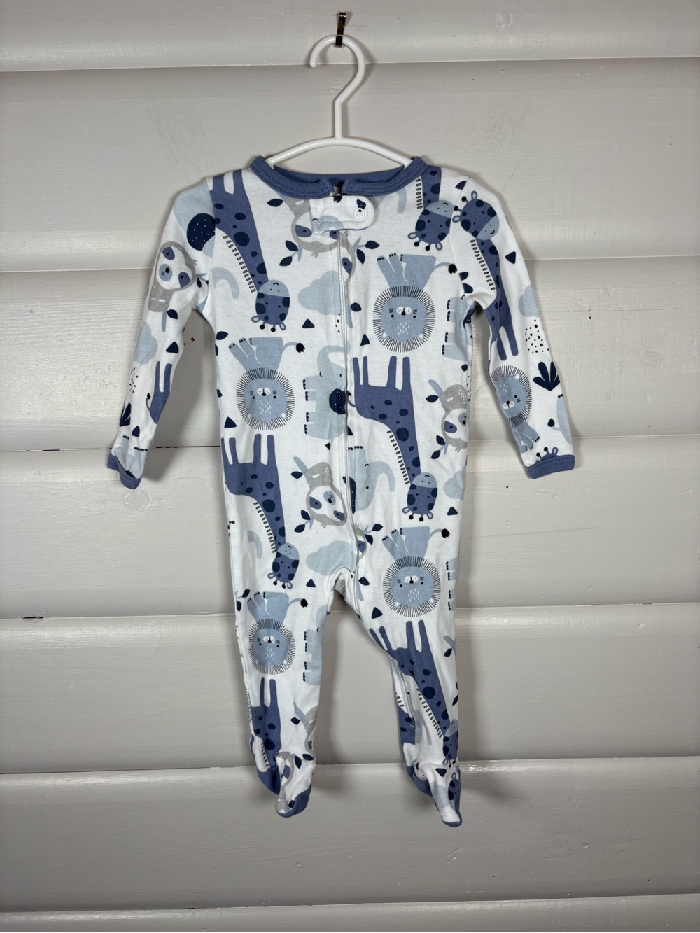3/$25 The Peanutshell Safari Animal Footed Zip Sleeper 9M Cotton Baby Boy 9m